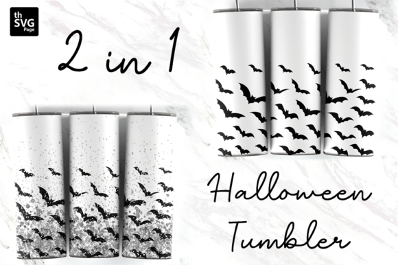 Bats Halloween Tumbler Wrap Design PNG: A Festive Graphic for Crafts & Creations
