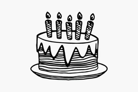Birthday Cake Coloring Page Hand Drawns