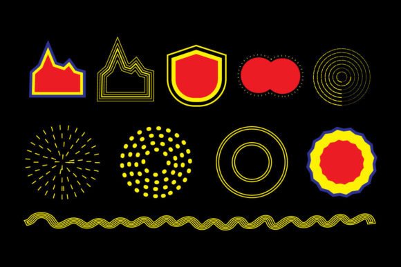 Colorful Scallop Circle Frame Elements for Crafts and Graphics