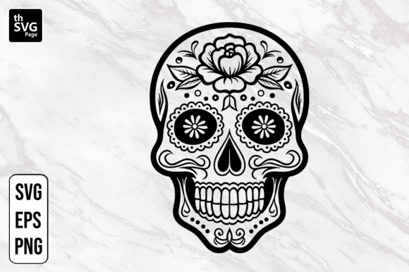 Halloween Sugar Skull with Flower SVG: A Vibrant Graphic for Editorial and Web Design