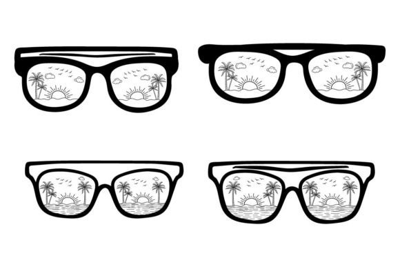 Line Art Beach Reflection Sunglasses: A Versatile Graphic Design Asset for Crafts and Summer Projects