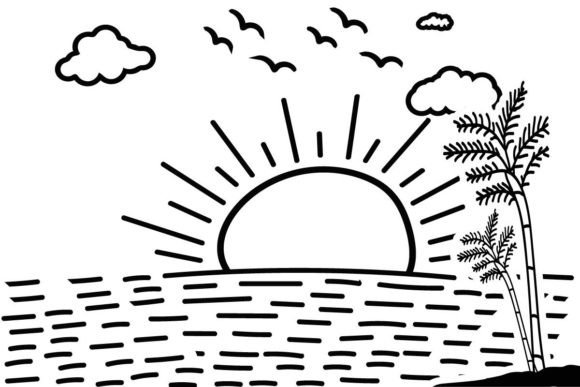 Line Art Tropical Beach Vector Elements: A Brand Designer’s Take on a Versatile Graphic Design Asset