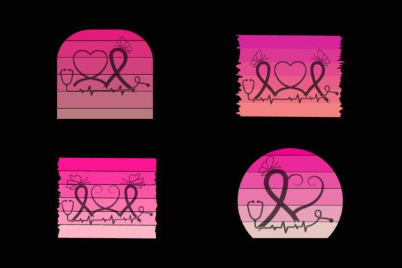 Nurse Stethoscope Heart Breast Cancer Graphics for Crafts