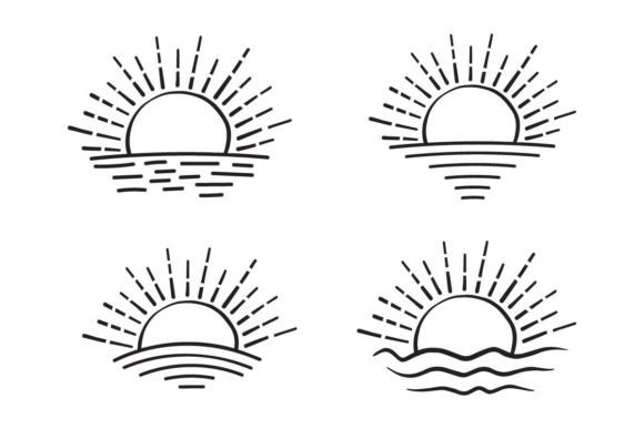 Rising Sunset Sunrise Sun Icon Vector: A Versatile Graphic Design Asset for Crafts and Branding