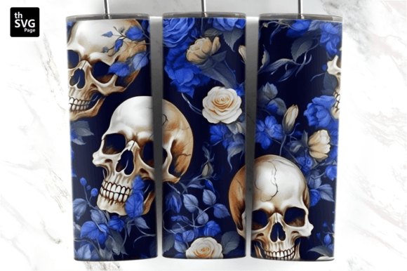 Skull with Rose Tumbler Wrap Sublimation – A Versatile Graphic for Crafts and Merch