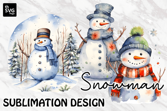 Snowman Christmas Tree Sublimation Graphics Freebies for Digital Sellers