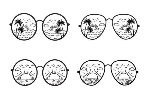 Summer Retro Vintage Sunset Sunglasses: A Versatile Graphic Design Asset for Crafts & Branding