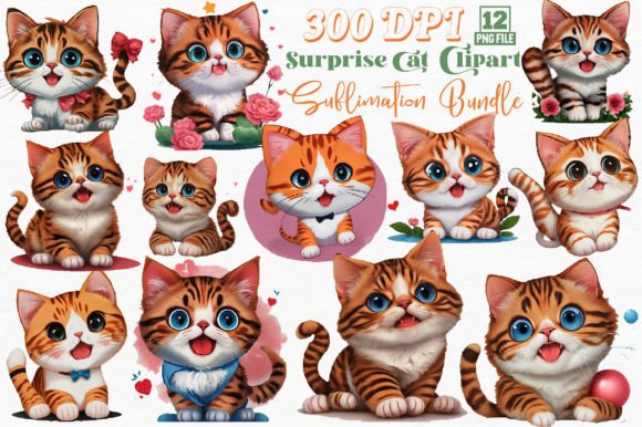 Surprise Cat Clipart Bundle: Graphics for Crafts