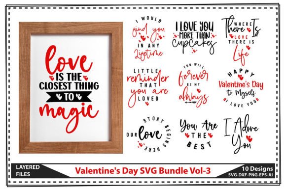 Valentine's Day SVG Bundle Vol-3: Graphics & Crafts